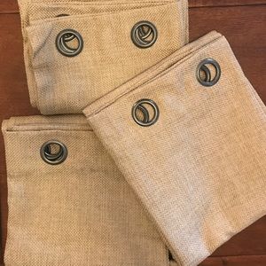 Woven burlap curtains (3) with grommets SOLD